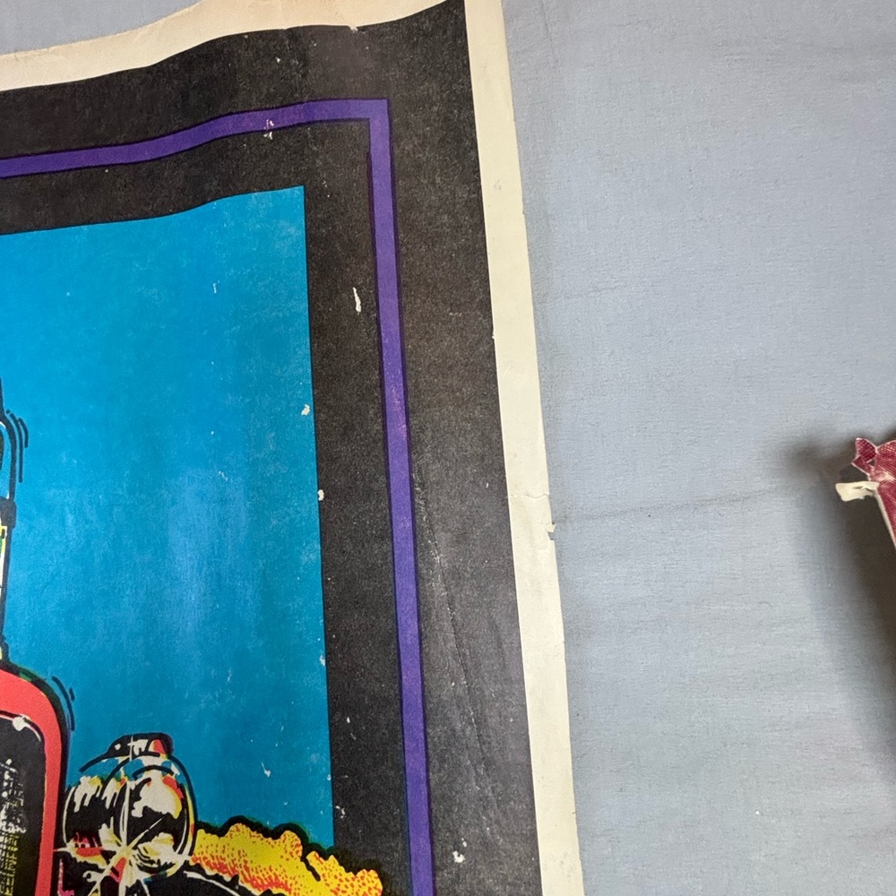 Vintage 1970s Black Light Poster Hot Rod Grim Reaper 34.75x3 Inch‎ - Picture 8 of 15